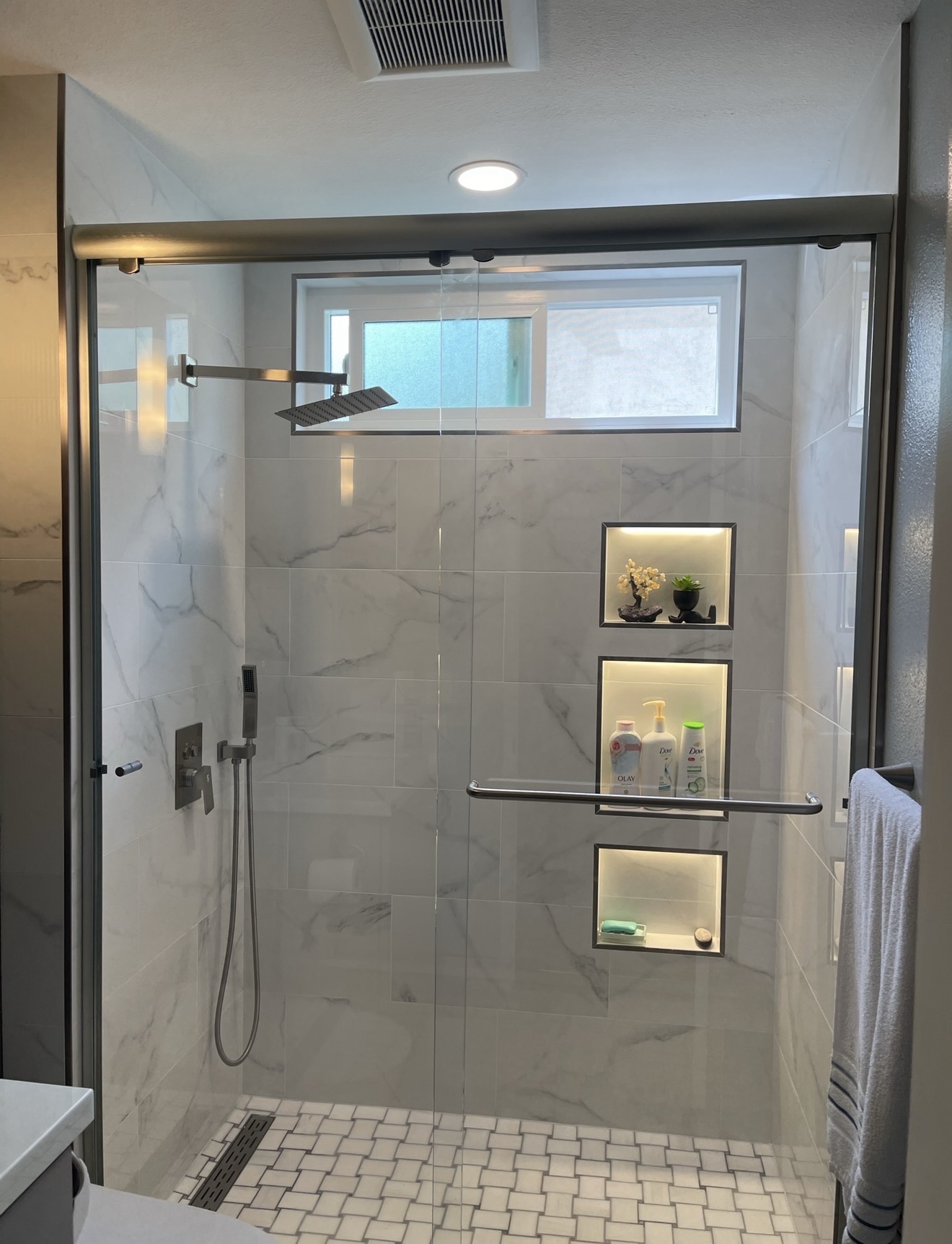 Marble Bypass Slider — Shower Doors